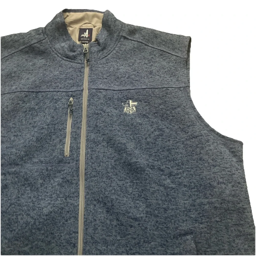 Johnnie O Vest Mens 2XL Full Zip Fleece Blue Wake‎ Heather Zipped FCA Logo